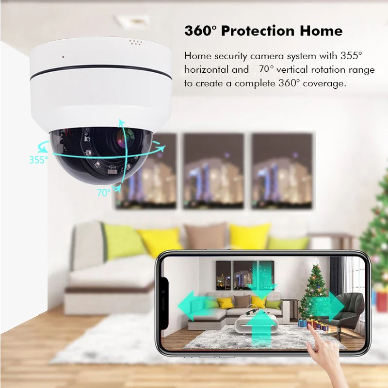 PTZ Мини Wifi Беспроводная IP купольная камера наружная H.265 1080P 2MP PTZ 4X оптический зум Wifi наружная камера безопасности ночное видение