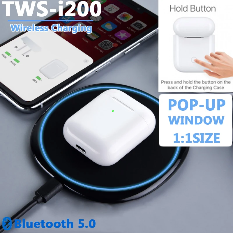 I9000 TWS Bluetooth наушники Pop up 3 Batterij 1:1 Реплика с QI Draadloze Opladen 5,0 Oortelefoon 8D Geluid PK I200 I500