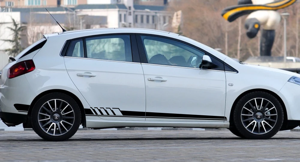 2 шт. длинные наклейки на боковой двери автомобиля для Fiat Punto 500 панда Abarth Tipo DIY Автомобильная виниловая пленка наклейки для стайлинга автомобиля Принадлежности для тюнинга