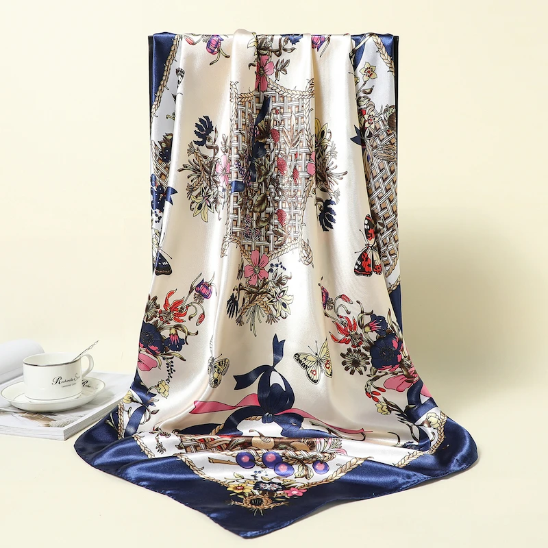 Женский шелковый шарф Lager хиджаб шали атласные головные повязки фуляр шейные