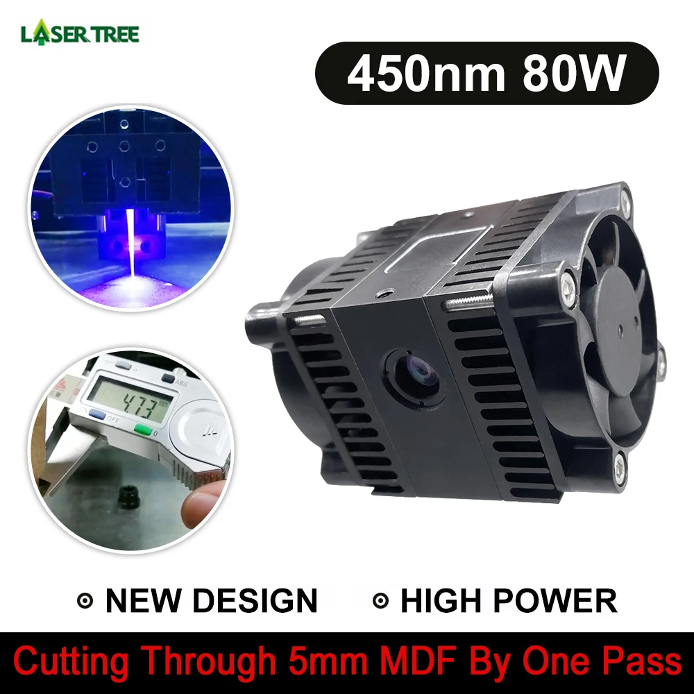 

LASER TREE 80Watt Laser Module Laser Head 450nm for Laser Engraver Wood Cutting Tool,Blue Laser TTL Module