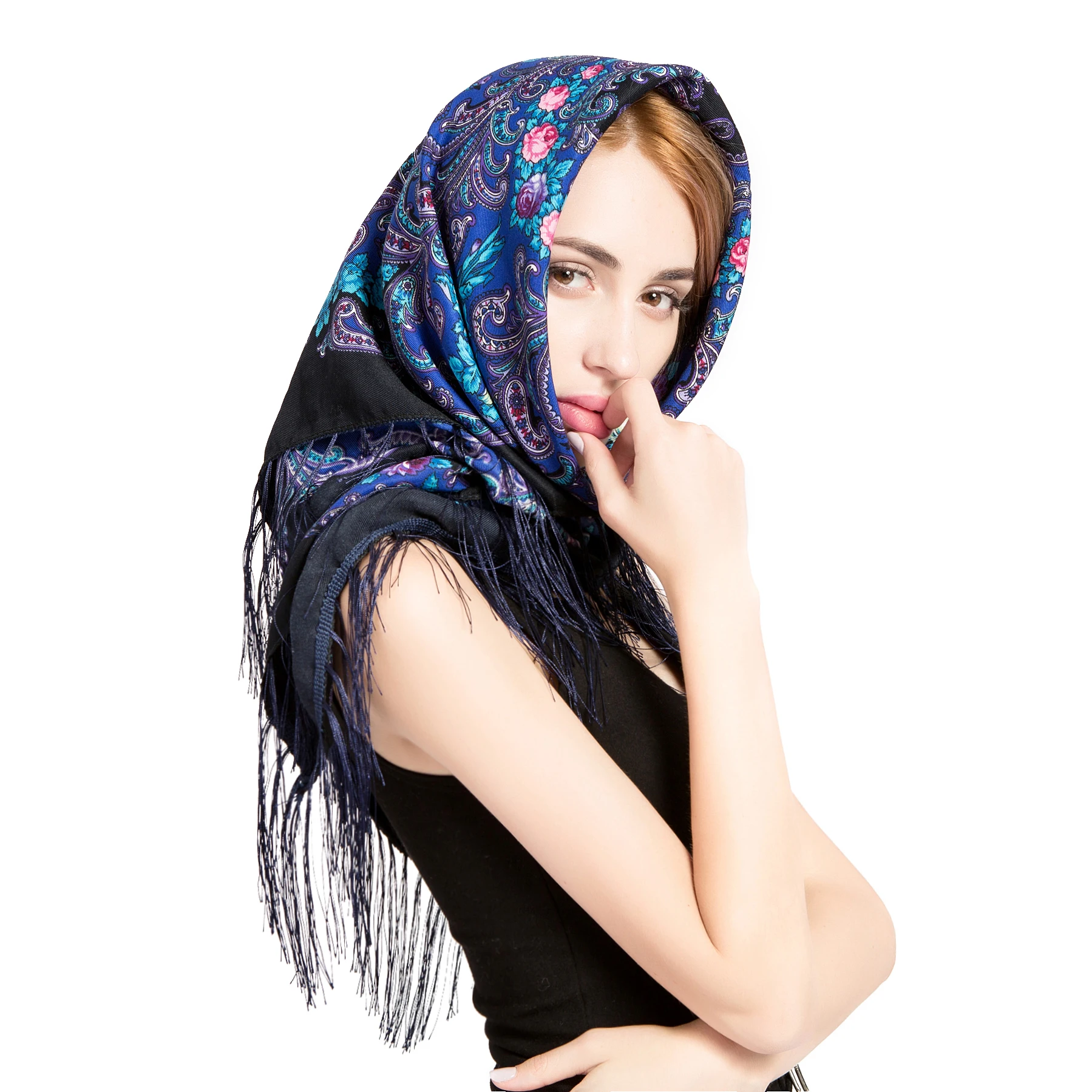 Российский квадратный шарф для женщин осенне-зимняя шаль в стиле ретро с