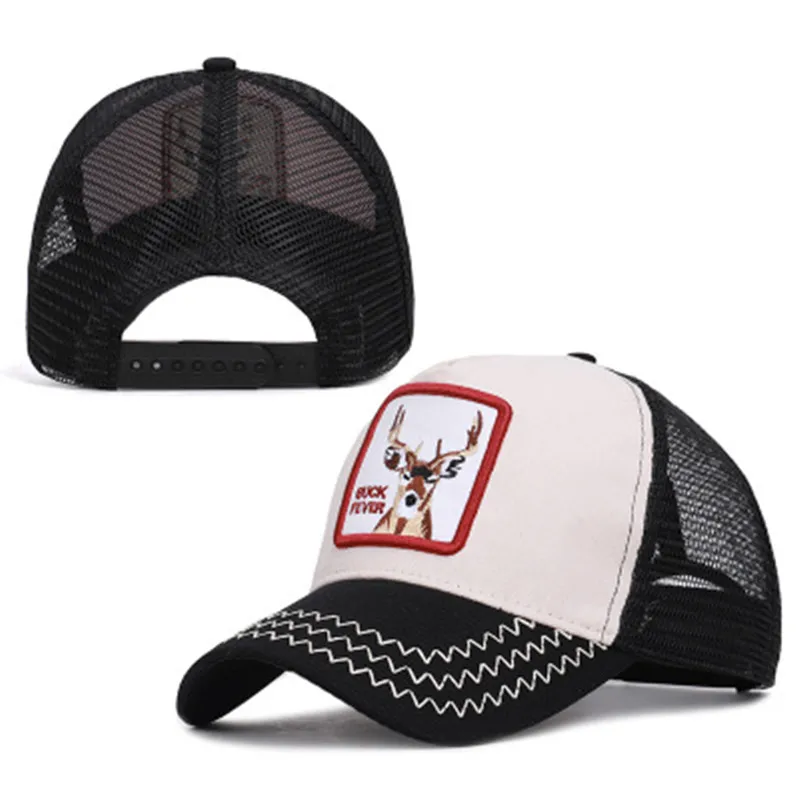

Deer Animal Embroidery Cotton Casquette Baseball Cap Mesh Breathable Adjustable Snapback Hats for Men and Women 202