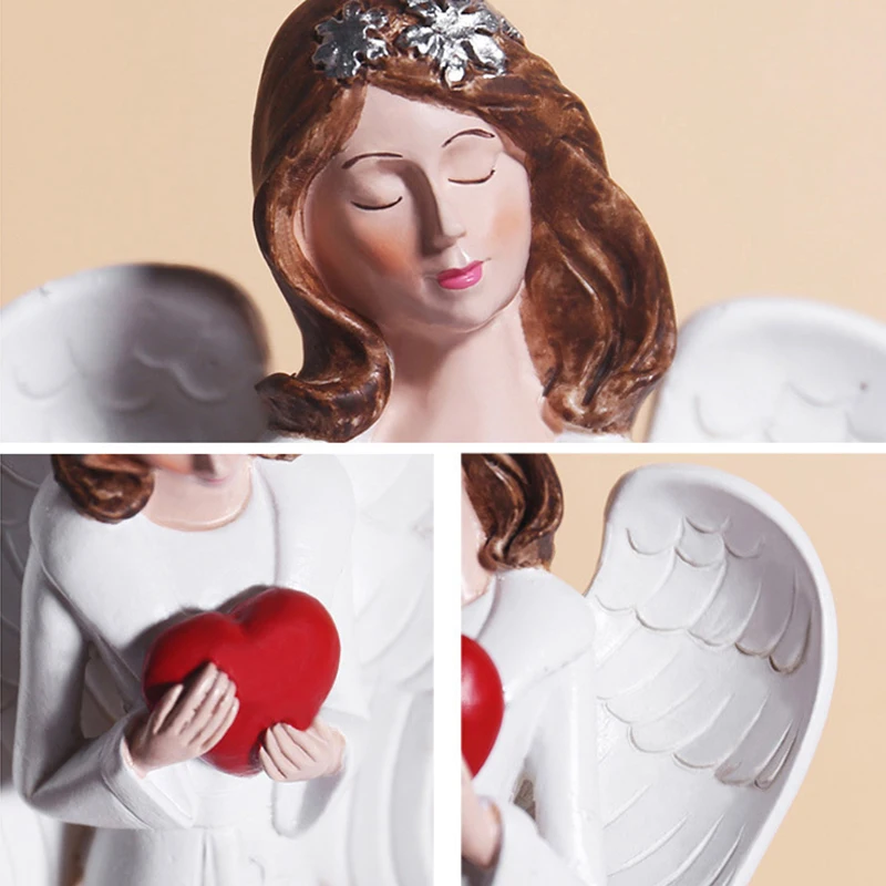 

Орнамент Ангела из смолы с сердцем на руках, Настольная скульптура, украшение для дома и офиса, фигурки xqmg 2 шт., миниатюрные украшения