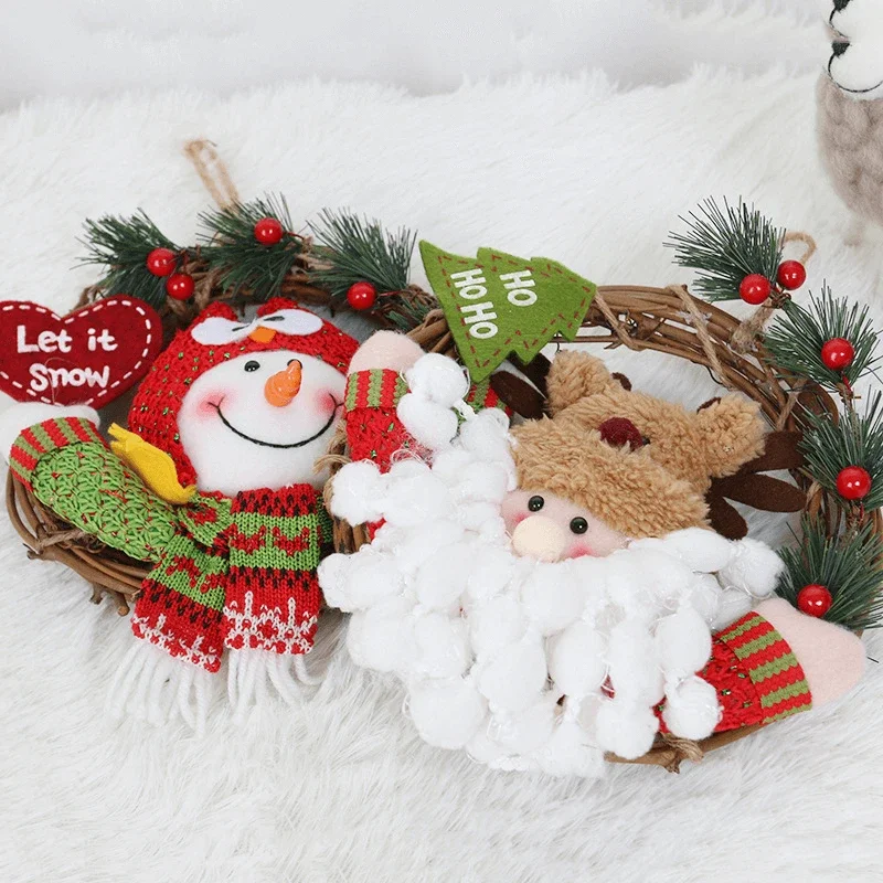 Рождественская гирлянда венок Санта Клауса снеговика настенные дверные