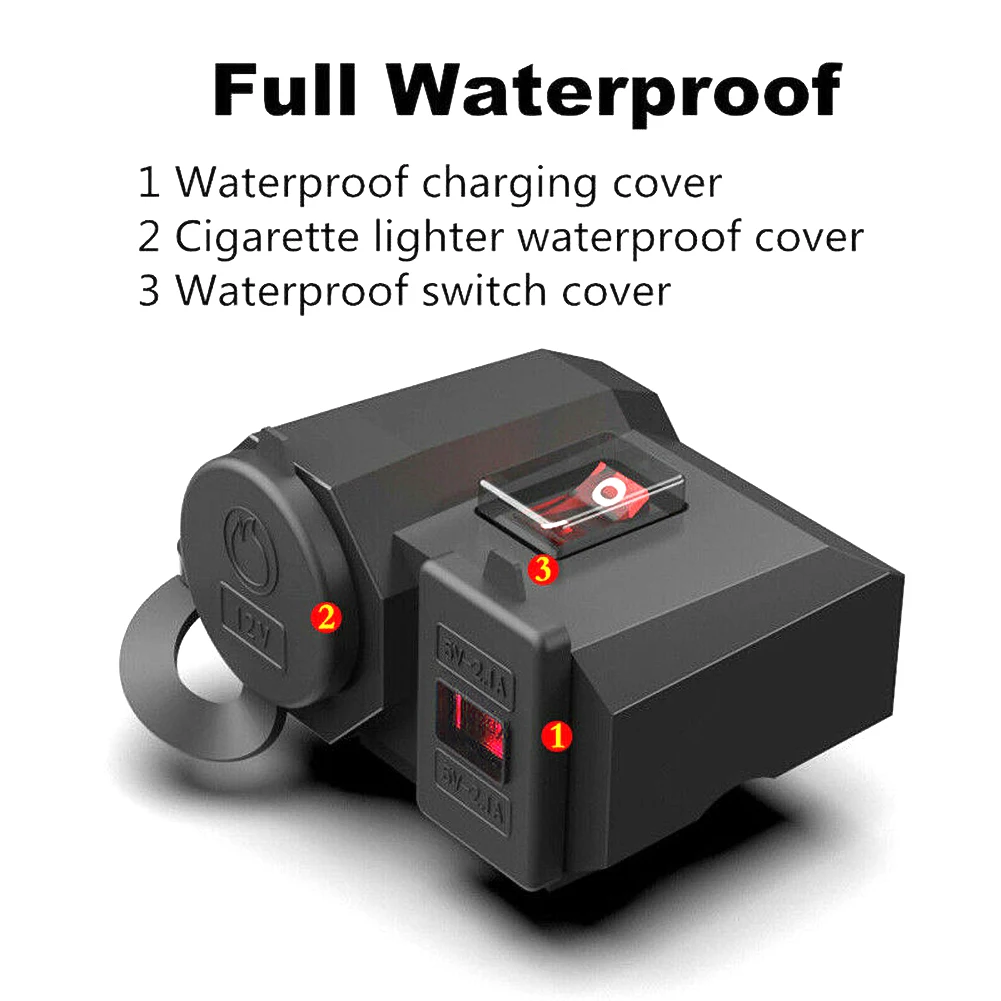 motorcycle usb charger 12v24v phone charger socket dual usb moto charger led voltmeter waterproof wholesale quick delivery free global shipping