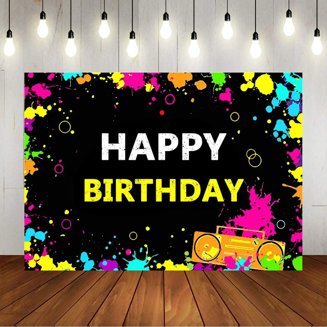 

Светящийся неоновый фон для детской фотосъемки на день рождения для ретро дискотеки в стиле хип-хоп фон для вечерние НКИ красочный брызгови...