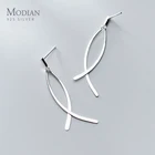 Женские серьги-подвески Modian, классические геометрические серьги-подвески в форме линии Креста, аутентичное Стерлинговое Серебро, Подарочная бижутерия, 925