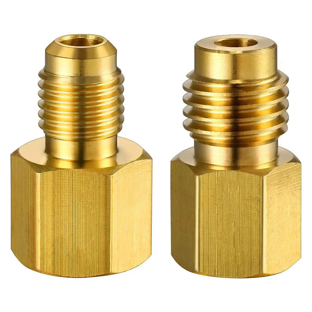 

6015 R134A Brass Refrigerant Adapter to R12 Fitting Adapter 1/2 Female Acme to 1/4 Male Flare Adaptor Valve Core 6014 Vacuum