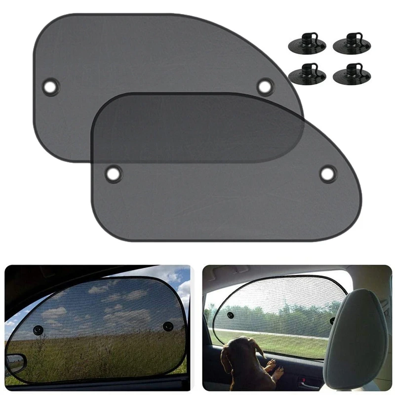 

2Pcs Universal Size 25.59X14.96 Inch Car Sun Shade for Side Window with Suction Cups for Baby Kids and Pets