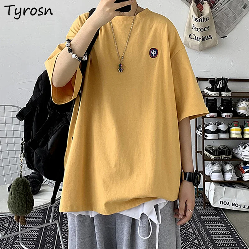 

Футболка женская с коротким рукавом и вышивкой, Свободный Топ разных цветов, милая дизайнерская уличная одежда в Корейском стиле, шикарная парная одежда, на лето