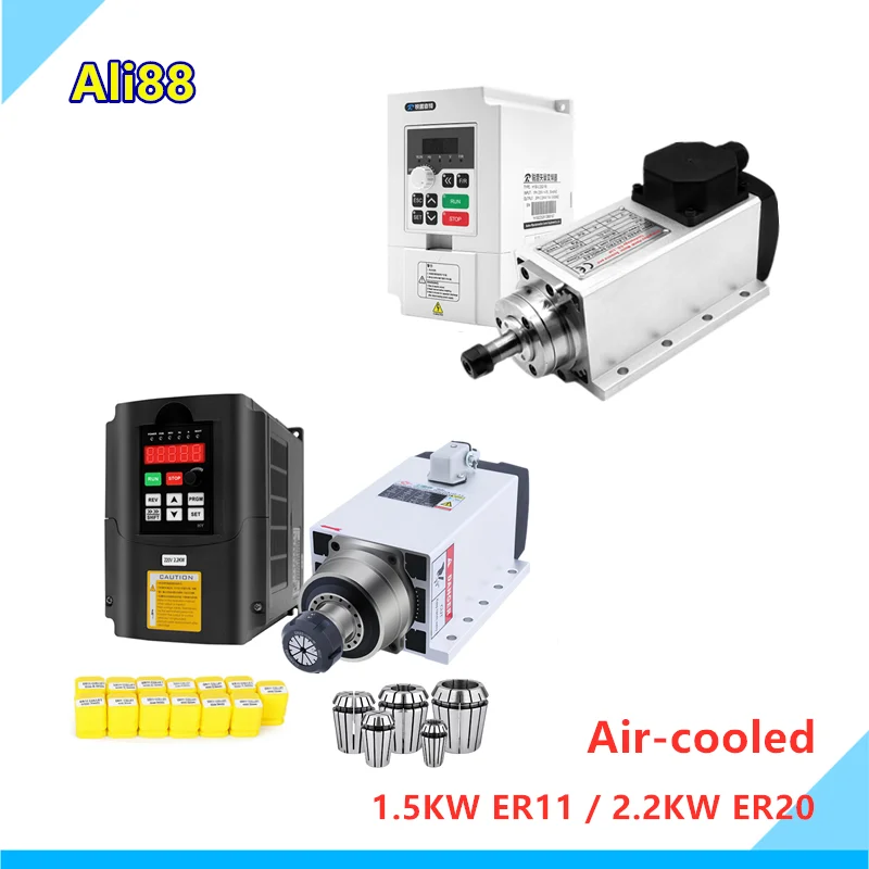 

1.5 кВт/2.2KW четырехтактный двигатель с воздушные охлаждением двигателя шпинделя комплект 1500W/2200 Вт мотор шпинделя + 110V/220V с частотно-регулируе...