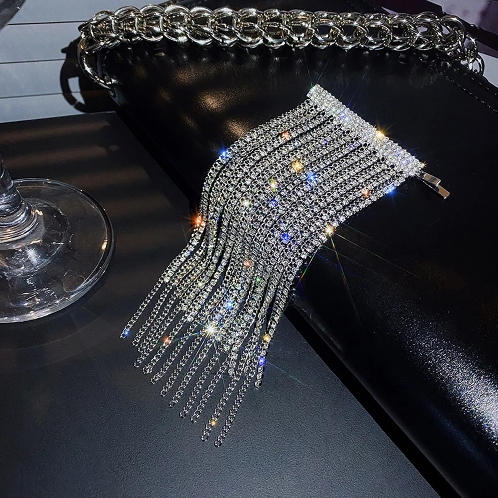 

New Shiny Rhinestone Barrettes Tassel Hairpins Hair Clip Sweet Headwear Hair Grip Hair Accessories For Women Wedding S89563