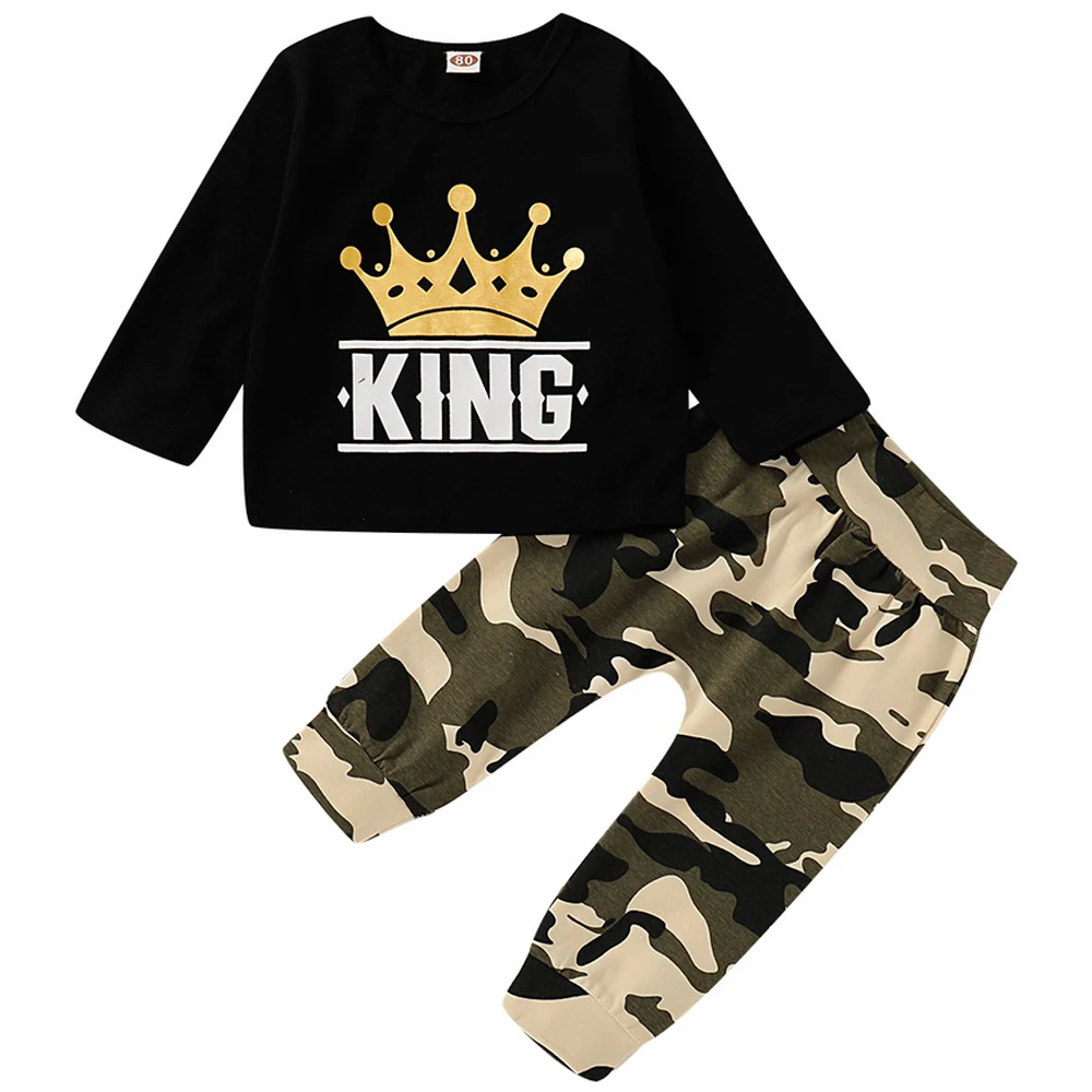 Одежда для маленьких мальчиков черная футболка с длинными рукавами комплект из