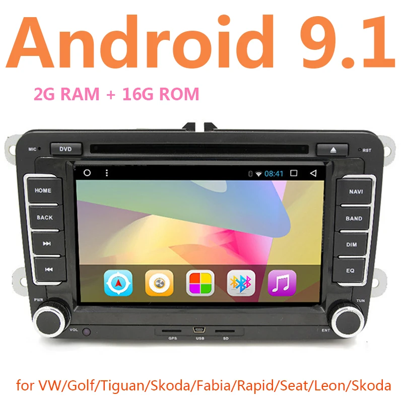 Автомобильный мультимедийный DVD-плеер Android 9 1 2 Din автомагнитола + 16 USB SD GPS для VW Golf