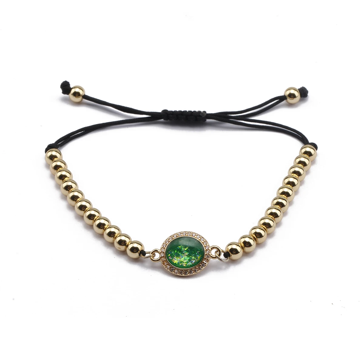 Женский позолоченный браслет с опалом и фианитами в стиле ретро - купить по