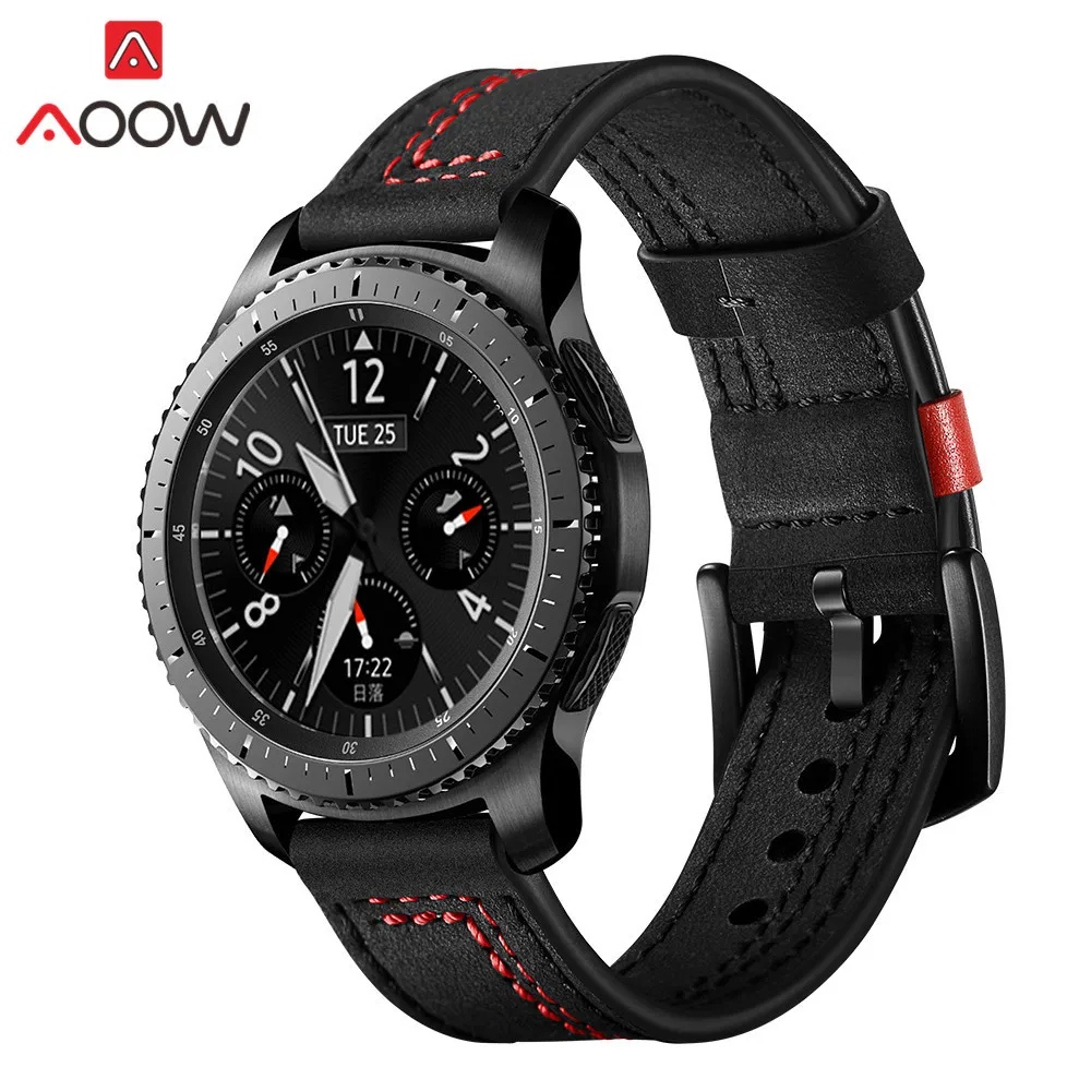22 мм ремешок для часов из натуральной кожи для samsung Galaxy Watch 46 мм gear S3 Frontier/классический быстросъемный браслет ремешок SM-R800