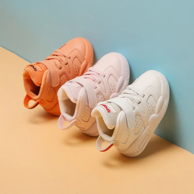 

Winter Baby Casual Shoes Children's Sports White Pink Orange 1-6 Years Old Kids Cotton-padded Shoes Sneakers