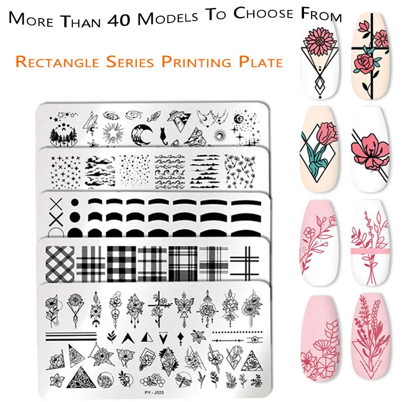 Nail Art Stainless Steel Printing Plate Blue Film Steel Plate Geometric Flower Series Painted Printing Transfer Template Nails Nail Art Stainless Steel Printing Plate Blue Film Steel Plate Geometric Flower Series Painted Printing Transfer Template Nails