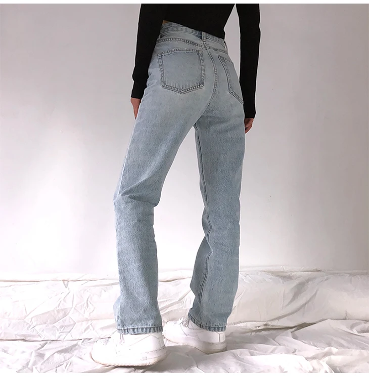 

2021 High Waist Loose Comfortable Jeans For Women Plus Size Fashionable Casual Straight Pants Mom Jeans Washed Boyfriend Jeans