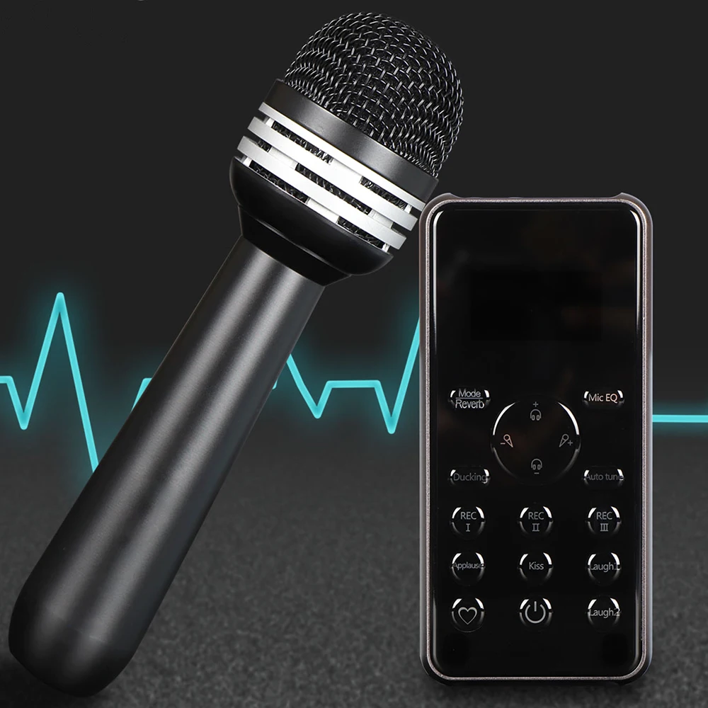 DLDZ professional desktop stand mic set for smart phone computer live streaming singing condenser microphone with sound card enlarge