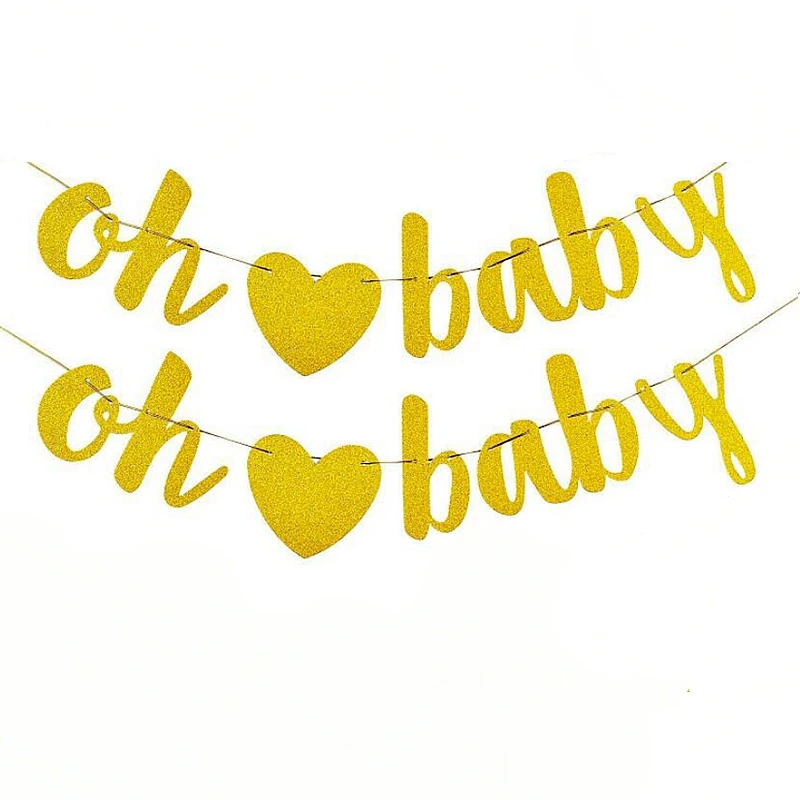 Блестящий Золотой баннер с надписью Oh Baby гирлянда на тему пола украшение для