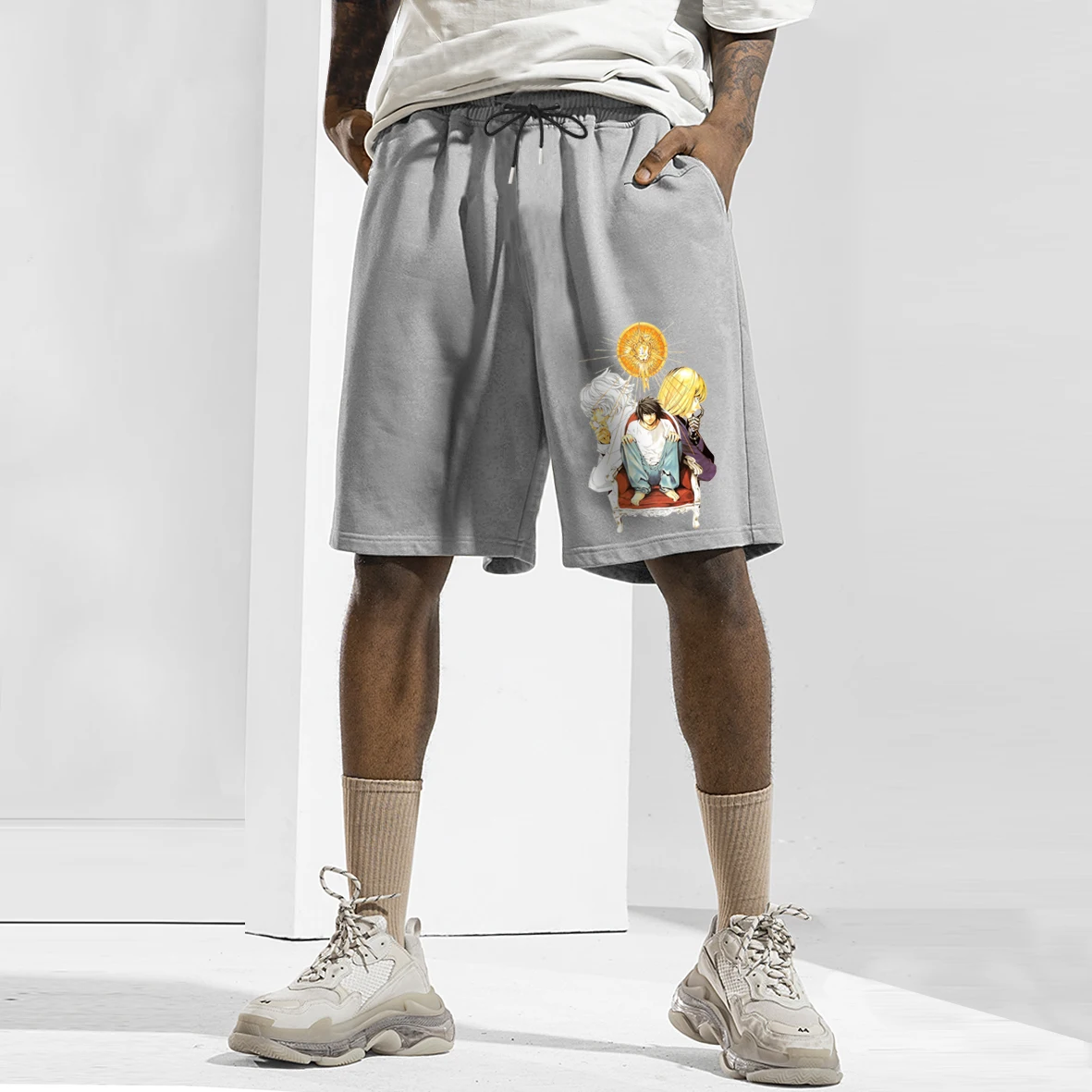 

Шорты мужские с аниме Death Note, повседневные штаны из 100% хлопка, модная уличная одежда в стиле Харадзюку, лето 2021