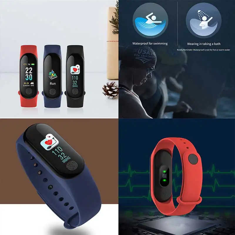 Умный браслет M3 Plus с пульсометром водонепроницаемый умный датчиком кровяного