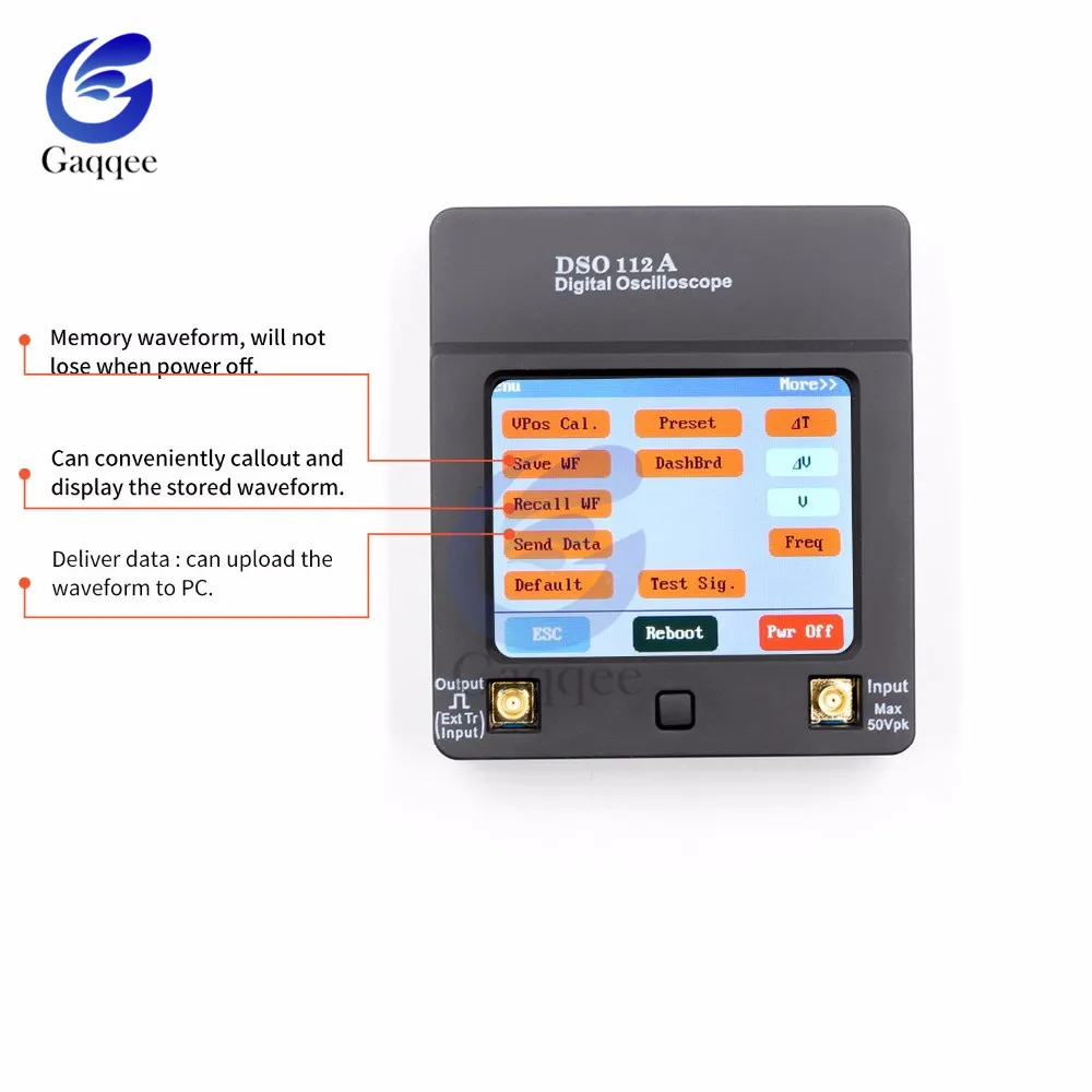 112A 8 бит TFT ЖК-дисплей мини цифровой осциллограф сенсорный экран портативный USB осциллограф интерфейс частота тестер 2 МГц 5Msps