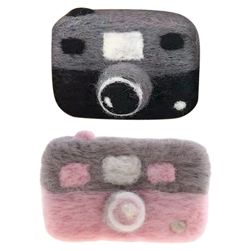 

New Needle Felted Wool Camera Newborn Photography Accessories for Photo Stuffed Baby Photo Prop Pink Black Camera