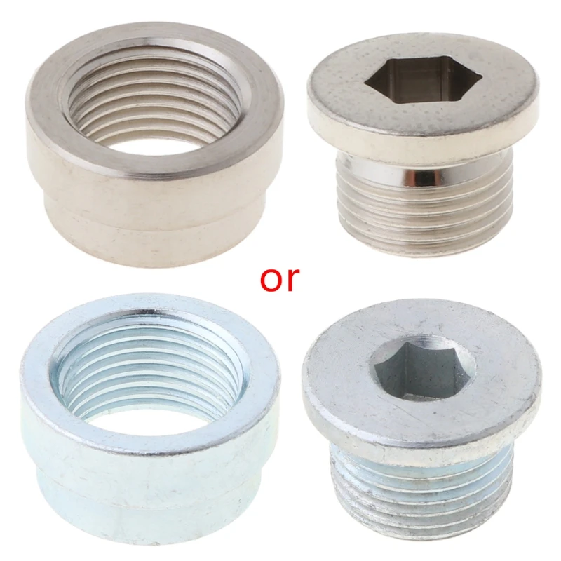 

2PCS/Set O2 Oxygen Sensor Weld On Bung & Plug Wideband Nut & Cap Kit Stepped Nut Adapter
