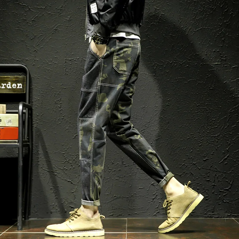 

Men's Spring Trend Trousers Fashion Plus Size Men's Green Camouflage Cotton Straight Pants Casual Loose Micro-elastic Trousers