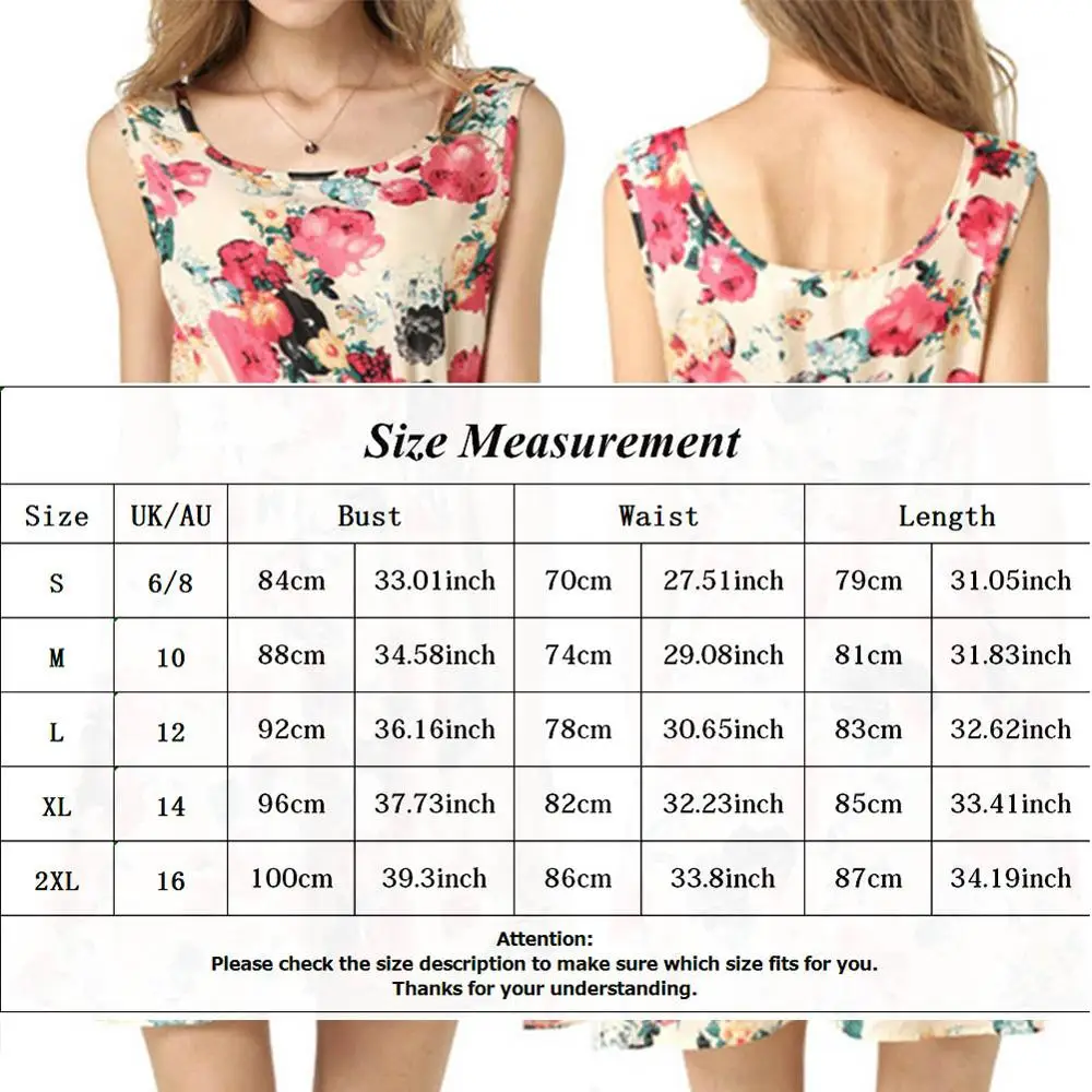 

2020 Sleeveless floral chiffon dress Women Spring Summer Tops Floral Chiffon Sleeveless Casual Print Dress