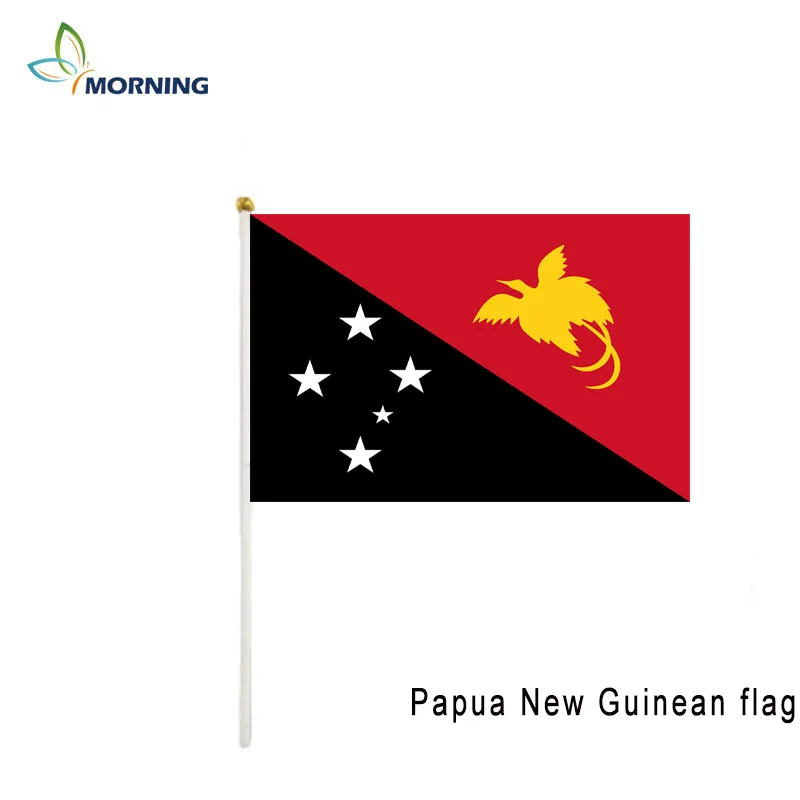 

MORNING 10pcs 14*21 cm Papua New Guinean national flag with pole
