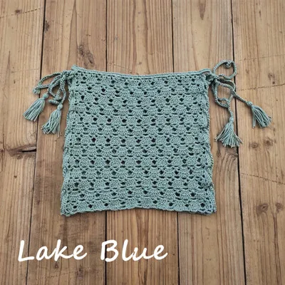 Lake Blue Top Комплект из 2 предметов, пляжная одежда, бикини, покрывающее связанное крючком бикини, ручная работа, топ, пляжная мини-юбка - Цвет: Lake Blue Top