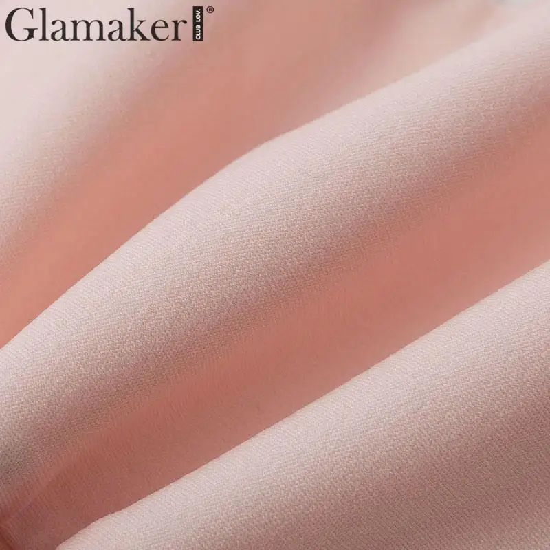 Glamaker, розовое трикотажное Бандажное облегающее мини-платье, женское сексуальное Клубное платье с длинным рукавом-фонариком, Осень-зима, плиссированные вечерние платья, новое платье