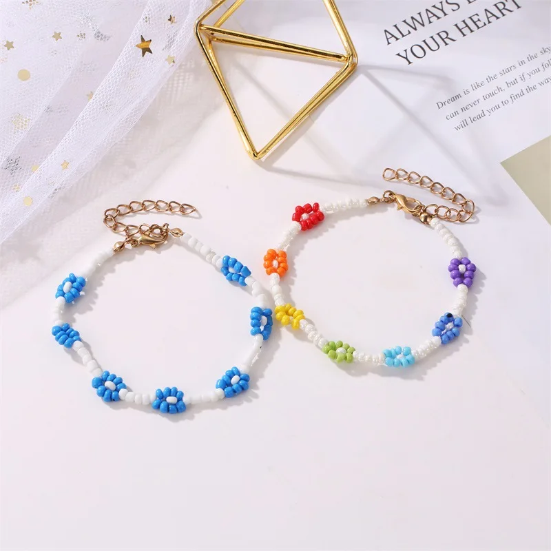 

2021 Summer Bohemian Bracelets for Women Fashion Colorful Sunflower Beach Chain Bracelet Bangles Jewelry Set Friends Girl Gift