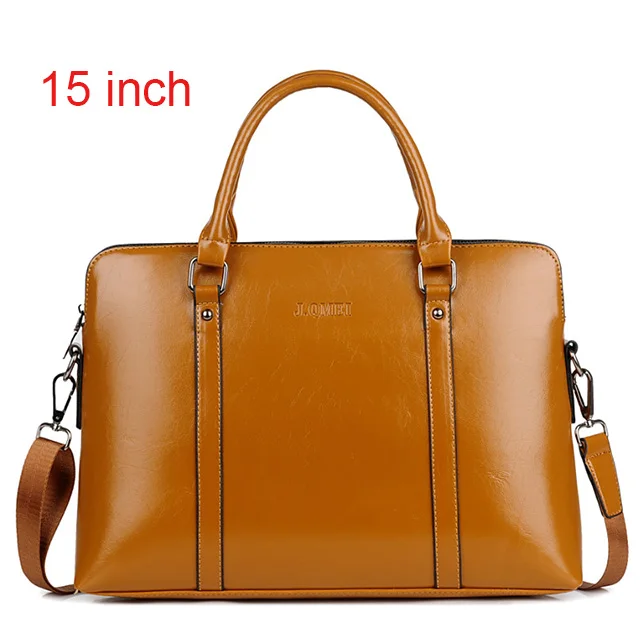 brown 15 inch Женская сумка для ноутбука 14 15,6 дюймов, деловой портфель s из искусственной кожи, женский портфель, женская сумка для ноутбука, переносная офисная сумка - Цвет: brown 15 inch