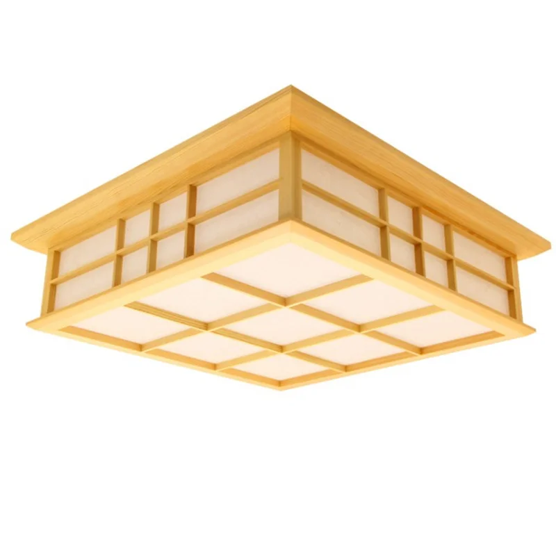 

Modern Japanese Ceiling Lights Washitsu Tatami Decor Lamp Wooden Living Room Hallway Indoor lantern Lamp Lighting Square