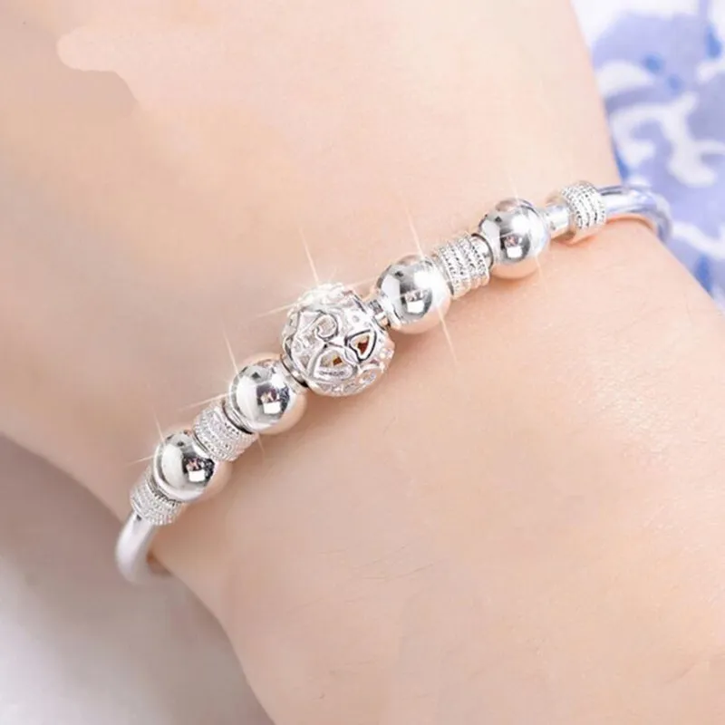 

Nine Transfer Beads Bracelet Transit Fortune Bracelet Silver Plated Bracelet Jewelry Female Fashion Jewelry Gift Wholesale