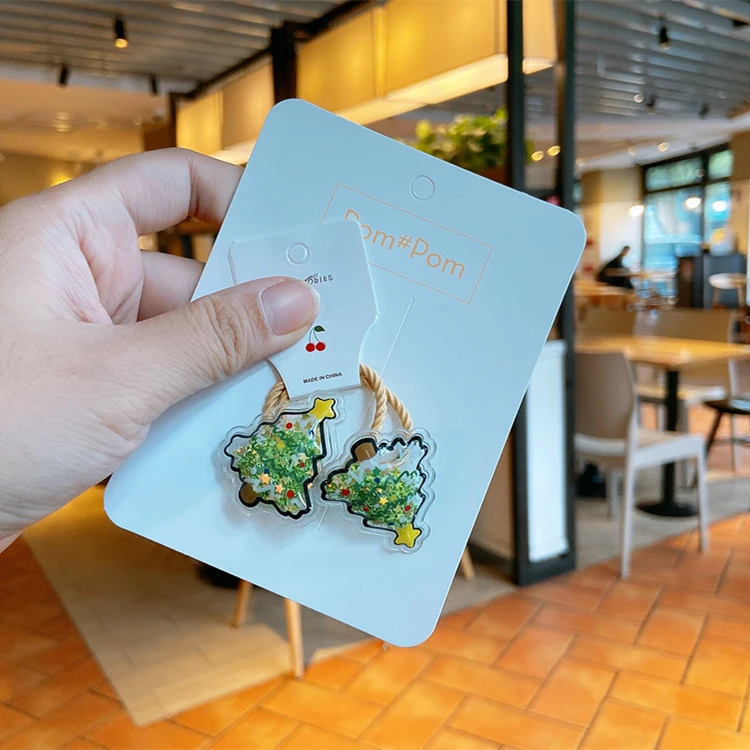 

2pcs Quicksand Star Christmas Elastic Hair Bands Girls Cute Snowman Elk Hair Rope Transparent Hat Bell Hair Gum Ties Accessories