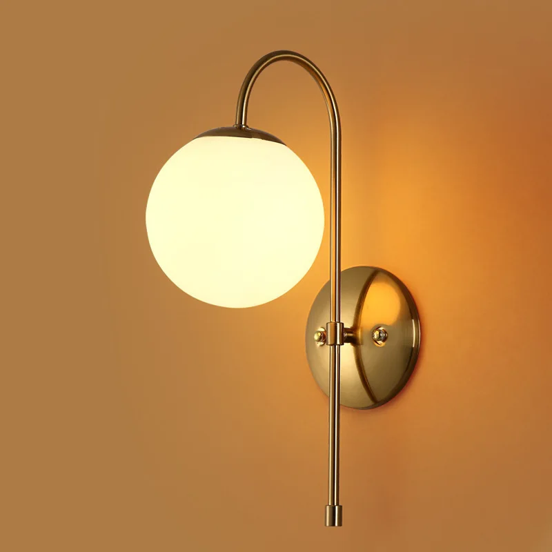 

Modern Nordic Glass Meta Black/gold Ball Retro Vintage Wall Lamp E27 Loft For Cafe Bedroom Foyer hanglamp