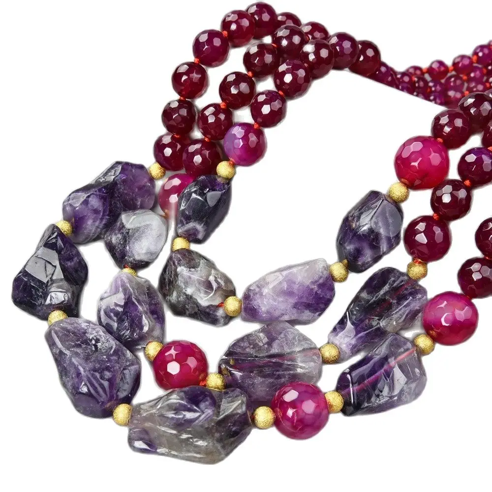 Ожерелье из красного фиолетового драгоценного камня 19-24 дюйма | Украшения и