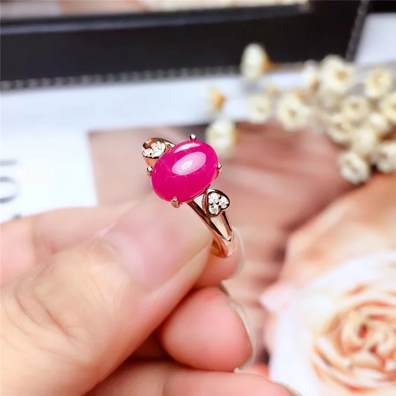 PROCOGEM Natural Pink Ruby Ring for Women Girl OL gifts 2.5ct Genuine red gemstones rings fine Jewelry 925 Sterling Silver #755 | Украшения