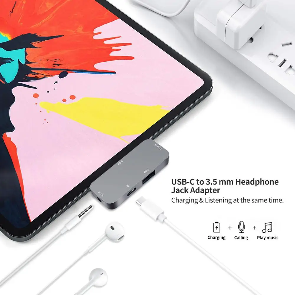 Концентратор USB C для iPad Pro 2018 3 1 аудио 4K HDMI 0 PD Macbook / Air Samsung dex HUAWEI адаптер Type |