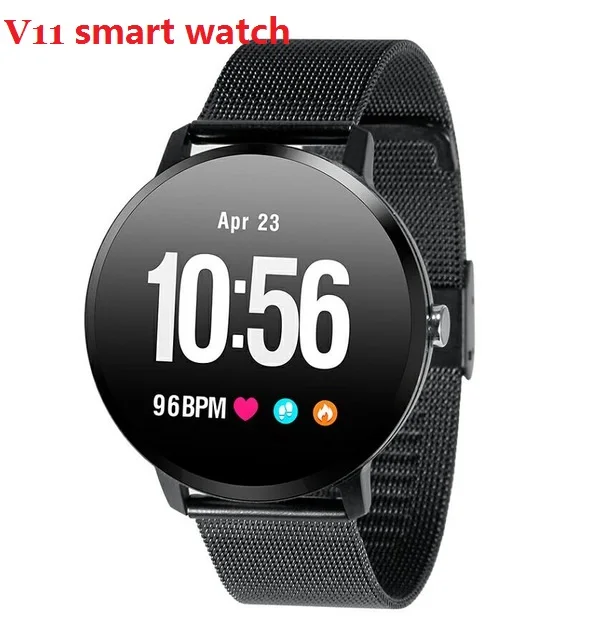 metal black V11 мужские умные часы reloj inteligente, фитнес-трекер, пульсометр, умные часы IP67, водонепроницаемые наручные часы - Цвет: metal black