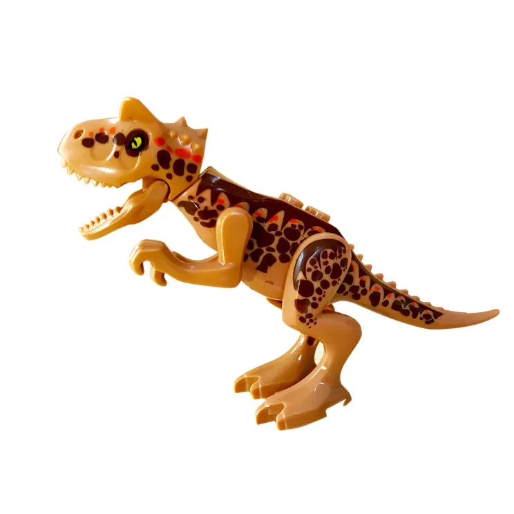 

Child put together a toy with jack brick and dinosaurs Educational Simulated Dinosaur Model Kids Children Toy Tyrannosaurus Gift