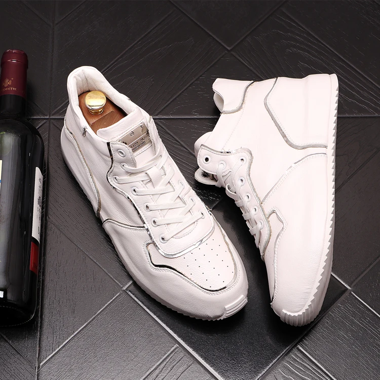 

2021 Original leather man sneakers New White Leather Men Casual Shoes Hip Hop Flat Board Shoes Tennis Zapatillas Hombre