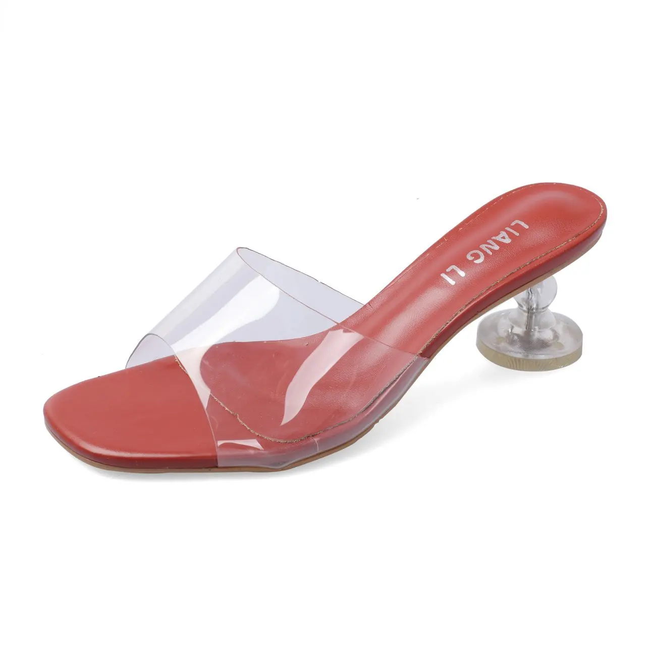 

2021New Brand Women Slipper Summer Geometric Heel Women Beach Slippers Transparent PVC Sandal Open Toe Slides Ladies sandals