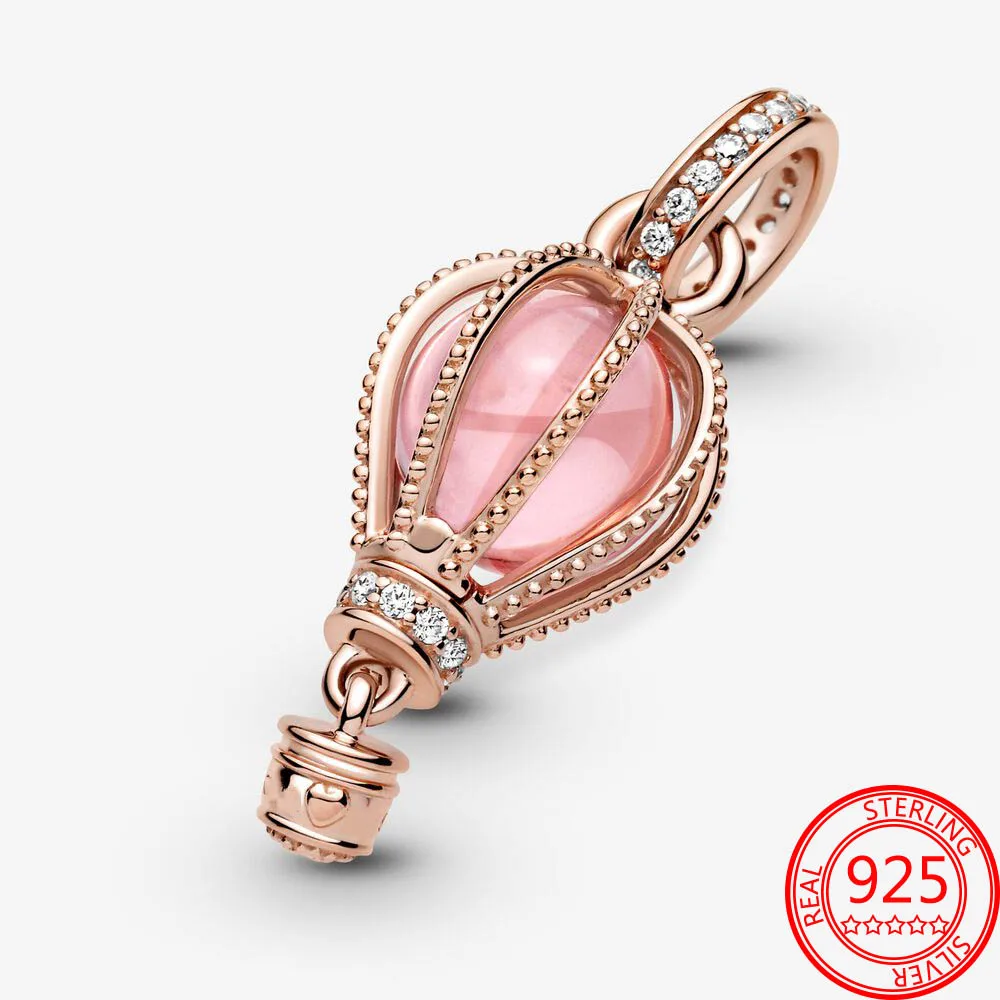 Подвеска шарик из серебра 925 пробы с блестящим розовым светом Шарм подходит для